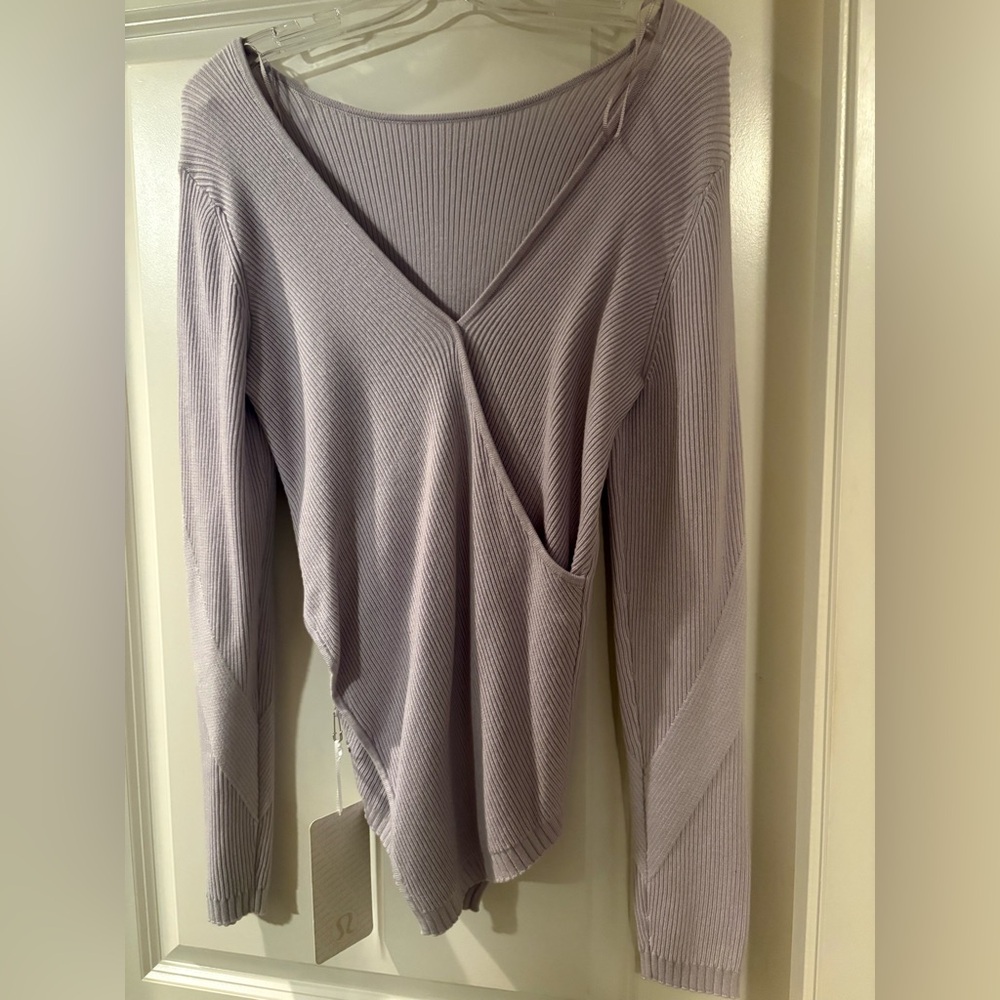 Lululemon Wrap it Back  Ribbed V-Neck sweater- Soft Purple